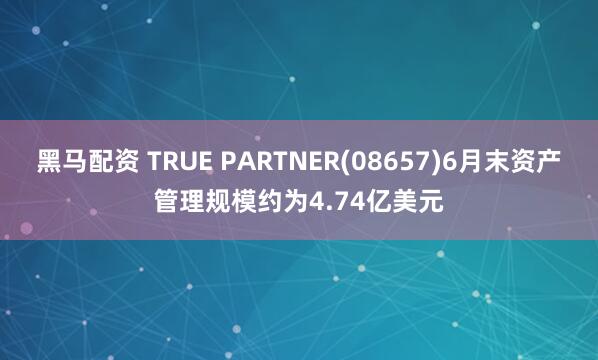 黑马配资 TRUE PARTNER(08657)6月末资产管理规模约为4.74亿美元
